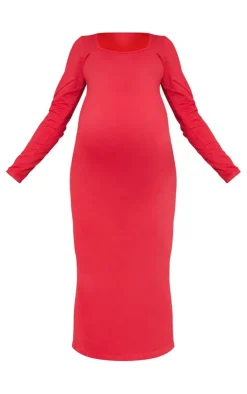 Maternity Stretch Seamless Long Sleeve Midaxi Dress-PrettyLittleThing New