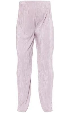 Online PrettyLittleThing Maternity Rose Plisse Lettuce Hem Wide Leg Pants Rose.