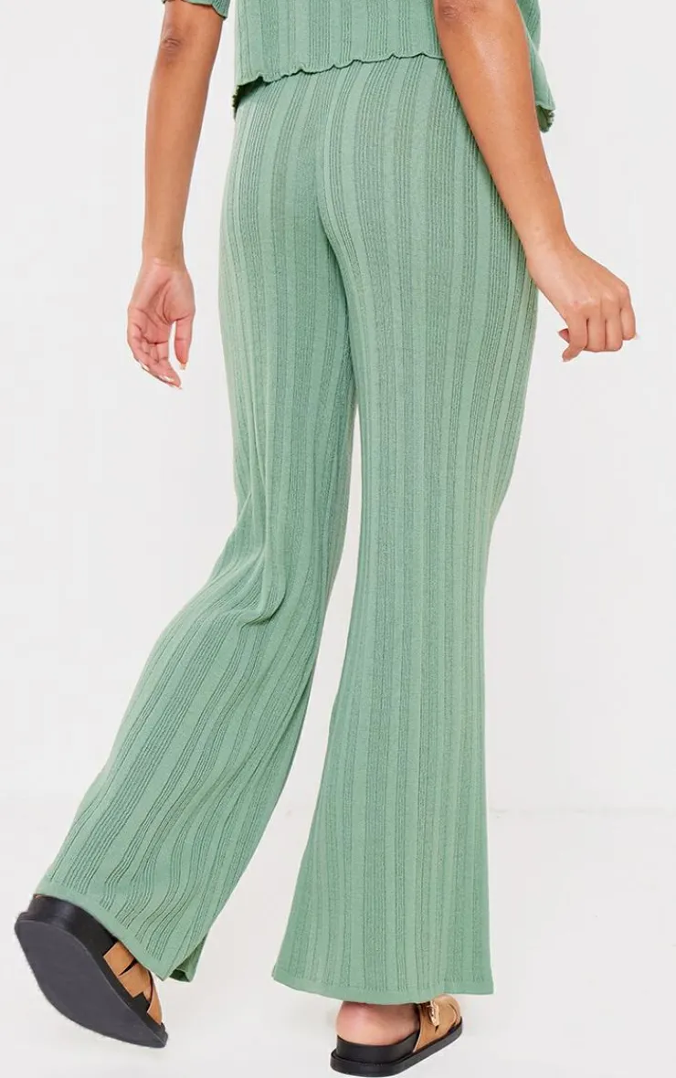 New PrettyLittleThing Maternity Knit Wide Leg Pants Sage Green