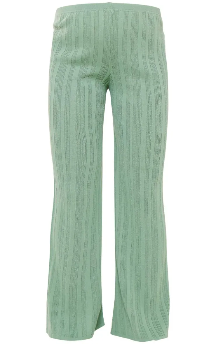 New PrettyLittleThing Maternity Knit Wide Leg Pants Sage Green