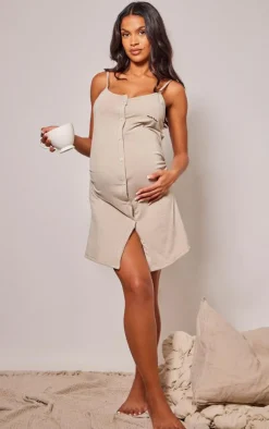 Maternity Sand Mama Strappy Button Up Front Nightie