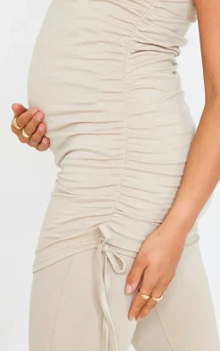PrettyLittleThing T-Shirts*Maternity Stone and Black Two Pack Ruched Seam T Shirt