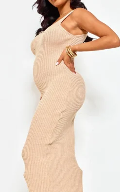 Maternity Knitted V Neck Midi Dress-PrettyLittleThing Hot