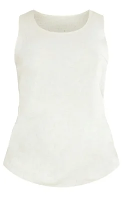 Online PrettyLittleThing Maternity Linen Look Longline Top Stone