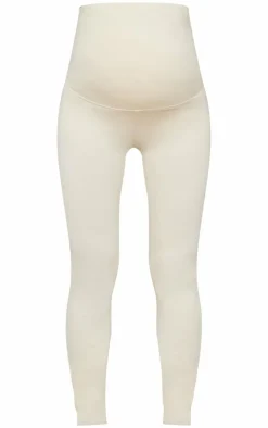 Outlet PrettyLittleThing Maternity Marl Over The Bump Leggings Stone