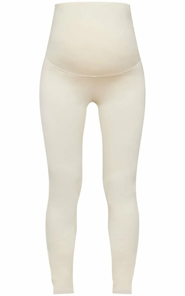 Outlet PrettyLittleThing Maternity Marl Over The Bump Leggings Stone