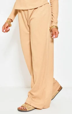 PrettyLittleThing Maternity Textured Wide Leg Floaty Pants Stone