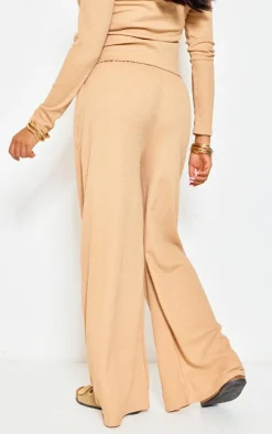 PrettyLittleThing Maternity Textured Wide Leg Floaty Pants Stone