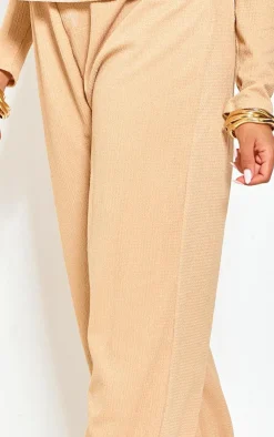 PrettyLittleThing Maternity Textured Wide Leg Floaty Pants Stone
