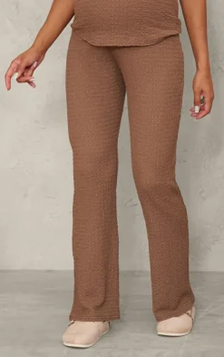 Clearance PrettyLittleThing Maternity Elasticated Textured Flared Pants Taupe