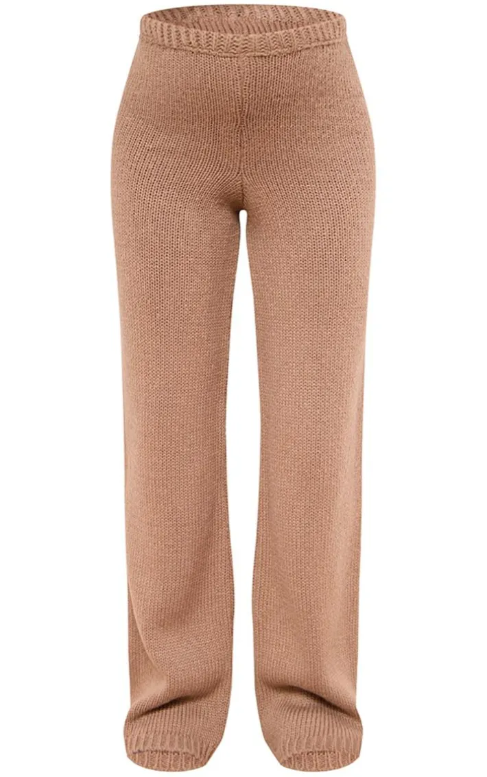 Maternity Taupe Knitted Wide Leg Pants