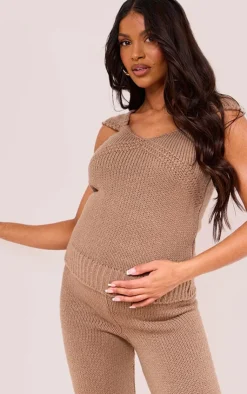 PrettyLittleThing Knitted Tops*Maternity Short Sleeve Knitted Top