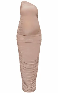 Maternity Slinky One Shoulder Ruched Maxi Dress-PrettyLittleThing Hot