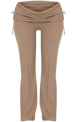 Outlet PrettyLittleThing Maternity Soft Touch Fold Over Waist Straight Leg Pants Taupe