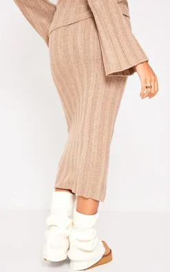 Best PrettyLittleThing Maternity Taupe Thick Rib Knitted Midaxi Skirt Taupe.
