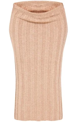 Best PrettyLittleThing Maternity Taupe Thick Rib Knitted Midaxi Skirt Taupe.