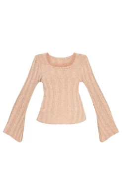 Online PrettyLittleThing Maternity Thick Rib Knitted Long Sleeve Sweater Taupe