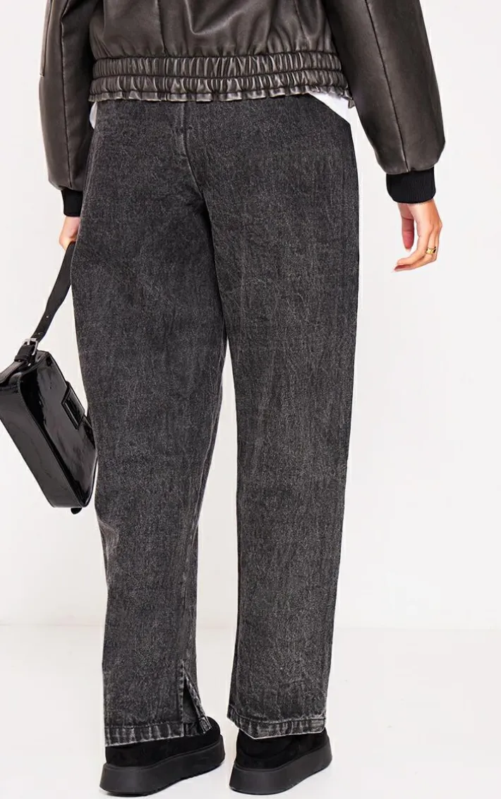 Maternity Washed Black Under Bump Drawstring Straight Leg Jeans