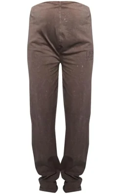 Hot PrettyLittleThing Maternity Sport Graphic Wide Leg Pants Washed Brown