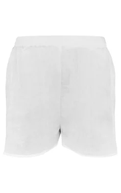 Clearance PrettyLittleThing Maternity Cheesecloth Mid Rise Shorts White