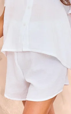 Hot PrettyLittleThing Maternity Cheesecloth Shorts White