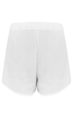 Hot PrettyLittleThing Maternity Cheesecloth Shorts White
