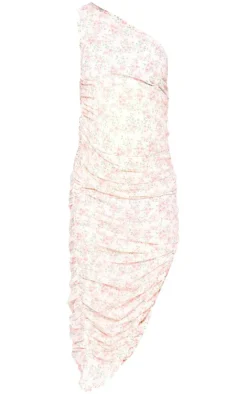Maternity Floral Chiffon Ruched Midi Dress-PrettyLittleThing Hot