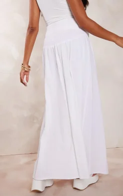 Maternity White Linen Look Maxi Skirt