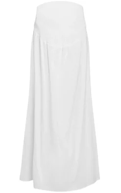 Maternity White Linen Look Maxi Skirt