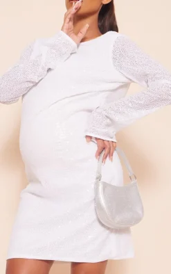 Maternity Sequin Detail Open Back Mini Dress-PrettyLittleThing Sale
