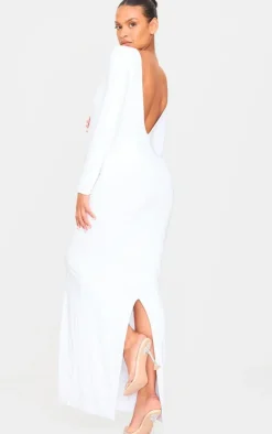 Maternity Slinky Long Sleeve Open Back Maxi Dress-PrettyLittleThing Discount