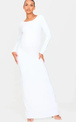 Maternity Slinky Long Sleeve Open Back Maxi Dress-PrettyLittleThing Discount