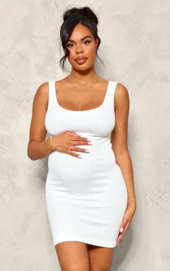 Maternity Strappy Snatched Rib Mini Dress-PrettyLittleThing Outlet
