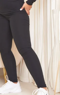 Online PrettyLittleThing Maternity  Brushed Rib Leggings Black
