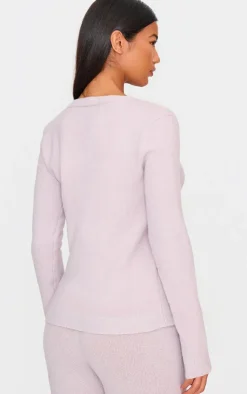 New PrettyLittleThing Basic Knit Button Up Cardigan Mauve