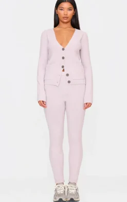 New PrettyLittleThing Basic Knit Button Up Cardigan Mauve