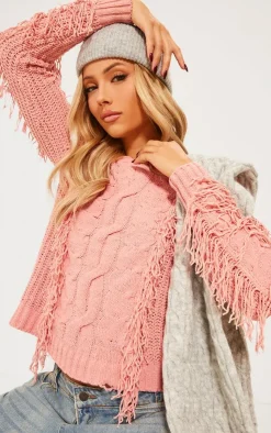 PrettyLittleThing Sweaters*Chenille Long Sleeve Cable Knit Pullover Sweatshirt