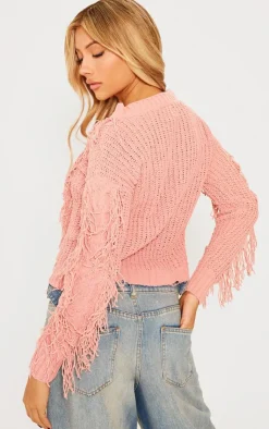 PrettyLittleThing Sweaters*Chenille Long Sleeve Cable Knit Pullover Sweatshirt