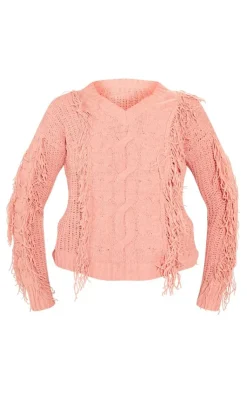 PrettyLittleThing Sweaters*Chenille Long Sleeve Cable Knit Pullover Sweatshirt