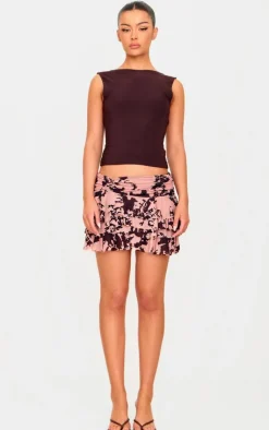 Devore Frilly Ruched Front Mini Skirt-PrettyLittleThing New