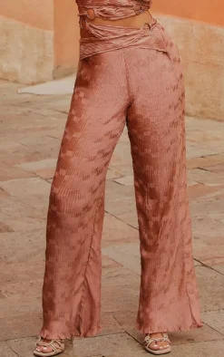 PrettyLittleThing Plisse Ring Detail Wrap Around Pants Mauve