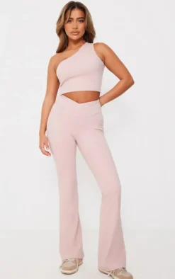 Clearance PrettyLittleThing Snatched Sculpt Strappy One Shoulder Crop Top Mauve