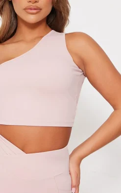 Clearance PrettyLittleThing Snatched Sculpt Strappy One Shoulder Crop Top Mauve
