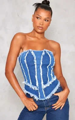 PrettyLittleThing Corsets*Distressed Seam Detail Paneled Dipped Corset
