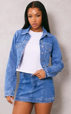 Best PrettyLittleThing Low Rise Denim Mini Skirt Mid Blue Wash