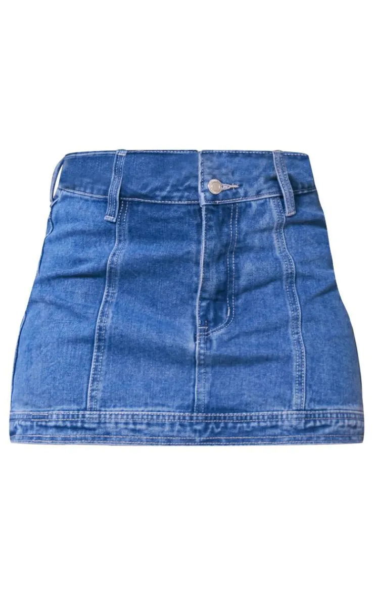Best PrettyLittleThing Low Rise Denim Mini Skirt Mid Blue Wash