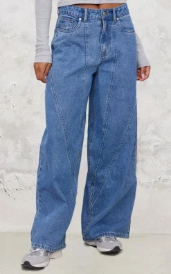 PrettyLittleThing Christmas Shop*Seam Detail Wide Leg Denim Jeans