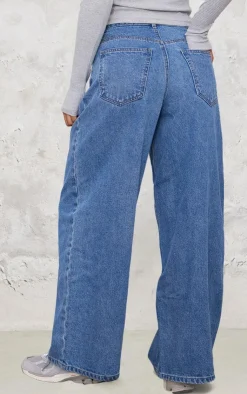 PrettyLittleThing Christmas Shop*Seam Detail Wide Leg Denim Jeans