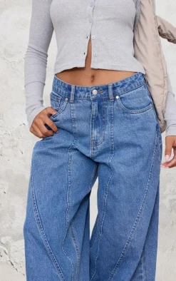 PrettyLittleThing Christmas Shop*Seam Detail Wide Leg Denim Jeans