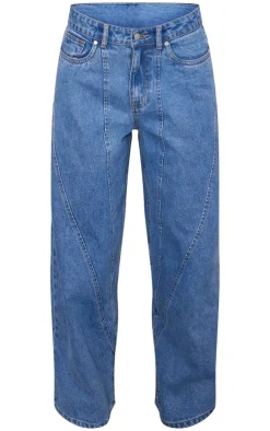 PrettyLittleThing Christmas Shop*Seam Detail Wide Leg Denim Jeans